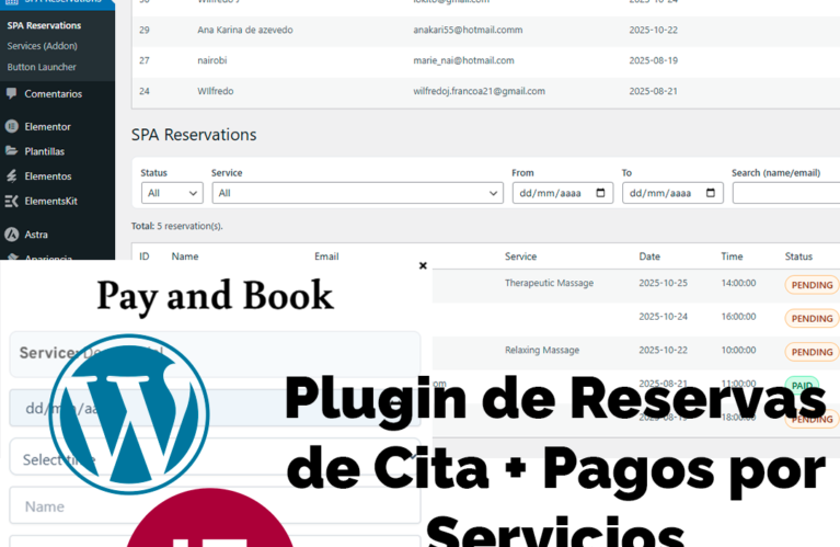 Reservations Plugin - WordPress