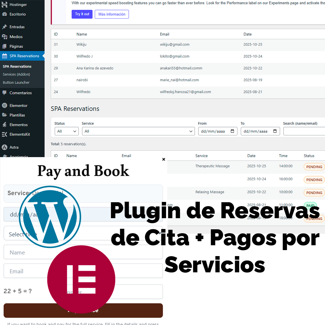 Reservations Plugin - WordPress